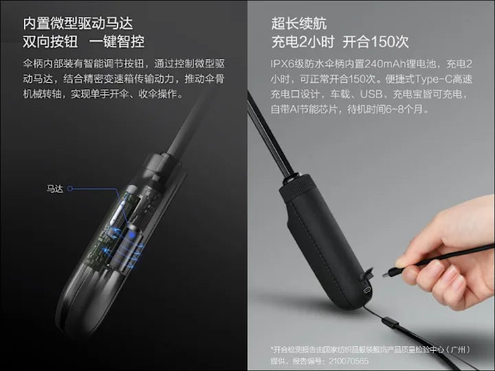 【UREVO悠啟】全自動反向折疊照明傘